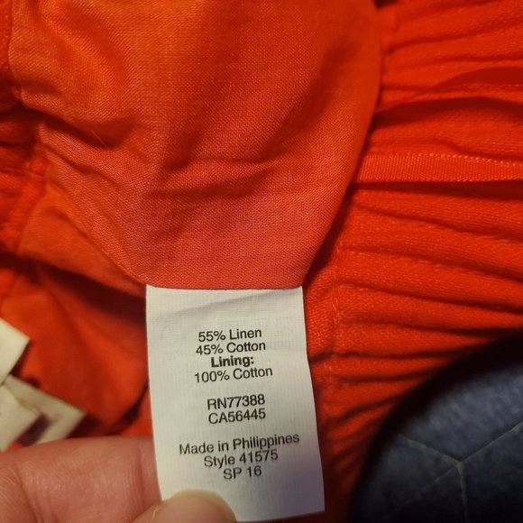 J. Crew Factory Sz 4 Red Linen Cotton Pull On Mini Skirt Lined Pockets - Picture 6 of 10